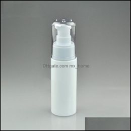 Packing Bottles Office School Business Industrial 50Ml White Plastic Pump Bottle With Clear Ps Safety Er For Liquid Cosmetic Lotion Cream