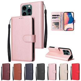 PU Leather Wallet Cases For Xiaomi 12 Lite Ultra 11 11T Redmi 10A 10C Note 11 Pro Iphone 14 Pro Max Plain Photo Card Frame Slot Flip Cover Holder Business Book Purse Strap