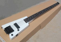 Headless 4 Strings White Bass Guitar with Rosewood Fingerboard Offer Customise