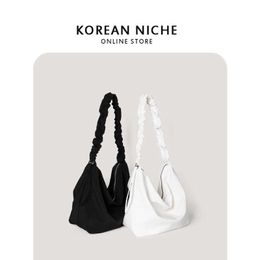 Bag female 2021 new Korean minority design large capacity single shoulder bag simple and versatile ins pleated messenger