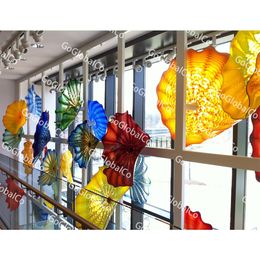 Morden Decoration Lamp Hand Blown Murano Wall Art Glass Plates for Wall Hanging Colorful Round 20 to 40cm