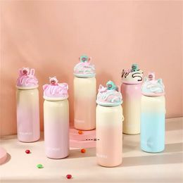 360ml Insulated Vacuum Flask Thermal Milk Coffee Stainless Steel Thermos Cartoon Ice Cream Shaped Lids Water Bottles sxa27