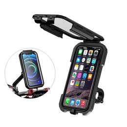 Motorcycle Bike Car Phone Holder Waterproof Case Handlebar Rear View Mirror Stand Holders for 4.7-6.8" Mobile Phone Mount Bag Bicycle