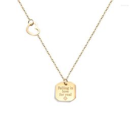 Romantic Letter Fall In Love Heart Pendant For Women Luxury Designs Gold Colour Stainless Steel Chain Necklace 2022 Jewellery Necklaces