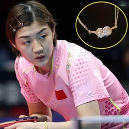 Stud Earrings Athlete Ping Pong Paddle For Women Delicate Zircon Female Trendy Ping-Pong Necklace Jewellery BraceletStud