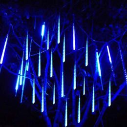 Strings Meteor Shower Tubes Lights Outdoor Christmas String Waterproof Garland Year Xmas Home Decoration 30cm 50cm 8 TubeLED LED