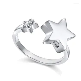 Cluster Rings Star Urn Finger Ring For Ashes Women Stainless Steel Memorial Keepsake Open WomenCluster Wynn22