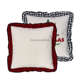 Sublimation Blank Pillow Case Red Lattice DIY Heat Transfer Printing Cushion Cover Throw Sofa Pillowcover Home Decor AA