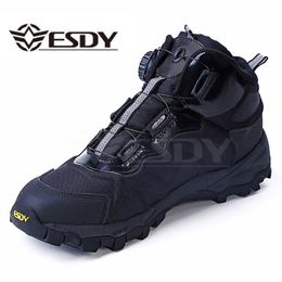 Men Tactical Military Boots Winter Leather Lace Up Combat Army Ankle Boots Mens Flat Safety Work Shoes 210315