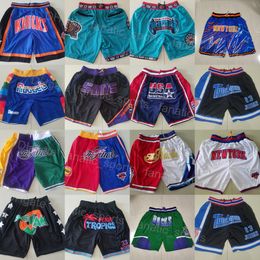 Men Team Basketball Sport Pant Pocket Zipper Just Don Sweatpants Wear Drawstring Elastic Waist Short Hip Pop Dikembe Mutombo Giannis Antetokounmpo Patrick Ewing