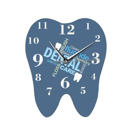 Wall Clocks Dental Words Tooth Shaped Clock Dentist Professional Watch Decorative Clinic Ornament Orthodontics Surgeon Gift