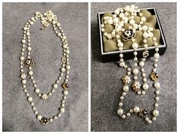 Collane con ciondolo Mimiyagu Collana lunga con perle simulate per donna No.5 Collana lunga con pendente a doppio strato Party 220218