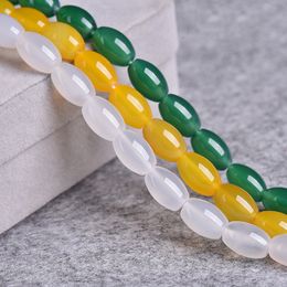 Agate Loose Beads For Diy Bracelet Necklace Jewelry Making Crystal Yellow Green White Color Bead
