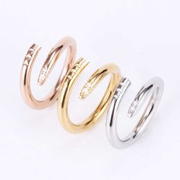 Love ring titanium steel single nail ring European and American fashion street hip-hop casual couple birthday engagement holiday gift classic gold and silver