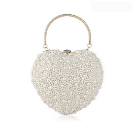 Luxury fashion custom double-sided Pearl Heart handbag Party Girl Wedding Dinner Bag bride evening drs bag