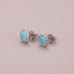 Dangle & Chandelier 2022 Simple Fashion Geometric Round Charm 925 Sterling Silver Jewelry Gift Classic Natural Precious Larimar Earrings For