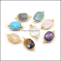 Arts And Crafts Arts Gifts Home Garden Delicate Natural Stone Charms Wrap Rec Rose Quartz Lapis Lazi Turquoise Opa Duy