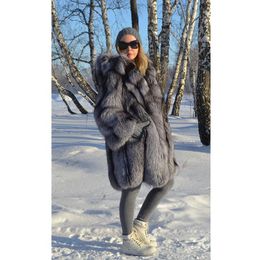 Women's Fur & Faux Fashion Female Real Coat With Hood Natural Coats Loose Full Sleeves Elegant Thick Warm Winter CoatWomen's Women'sWomen's