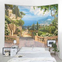 Mandala Bohemian Wall Tapestry Wall Covering Party European Roman Column Landscape Decoration Tapestry Wall Covering J220804