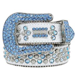 2024SS Designer Bb Belt Simon Belts for Men Women Shiny diamond belt Black on Black Blue white multicolour with bling rhinestones as gift 12