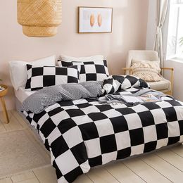 Black And White Bedding Set Grid Lattice Bed Linen Simple Summer Duvet Sets Cover King Size Comforter Queen Twin Bedroom Luxury CX220317