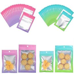 100Pcs lot Resealable Aluminium Foil Bags Self Sealing Gradient Colour Smell Proof Bag Pouches