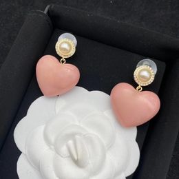 Gorgeous Luxury Jewellery Pink Heart Earrings Earrings Sterling Silver Allergy Hot Style Lady needle Pearl Ear Studs