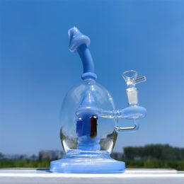 9 INCH 24CM Cream Blue Mushroom Philtre MIxed Colour Recycler Large Size Glass Bong Water Pipes Hookah Joint Tobacco 14mm Bowl