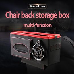 Car Organiser Chair Back Storage Box Rear Hanging Water Cup Holder Tissue Dispenser Multifunctional Pu Leather Bag Basura Auto