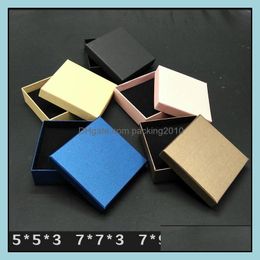 7*9*3Cm Kraft Paper Box Ring Earrings Jewellery Pack Boxes Small Gift Wedding Party Candy Packaging Drop Delivery 2021 Packing Office School