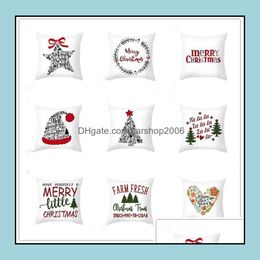 Pillow Case Bedding Supplies Home Textiles Garden Ll 45X45Cm Christmas Snowflake Pillowcase New Year Decor Santa Cushion Ers Dhjcq
