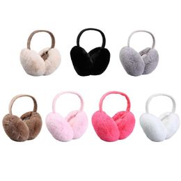 Berets Women Men Winter Warm Cute Faux Furry Earmuffs Headband Outdoor Windproof Solid Color Foldable Fluffy Ear Covers WarmersBerets