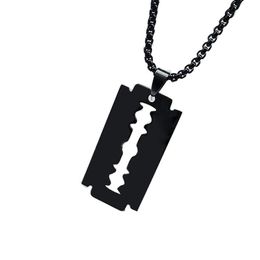 Pendant Necklaces Fashion Blade Stainless Steel Men Jewerly Black Colour Gothic & Pendants Jewellery Collier HommePendant