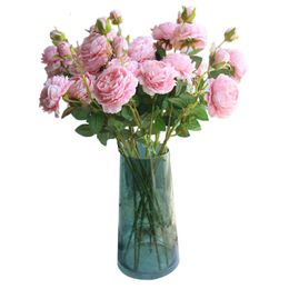 3 Heads Peony Rose Artificial Fake Flowers Wedding Bouquet Faux Floral Home Decorative Accessories