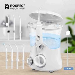 ROSPEC 600ML Electric Oral Irrigator Portable Water Flosser Dental Tank proof Teeth Cleaner for Family Care 220513