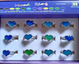 Love Heart Mood Ring Change Colour Rings To The Temperature Of Your Blood Mix Size 12Pcs/Box