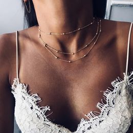 Simple Fashion 3-layers Gold Choker Necklace For Women Geometric Female Chain Necklaces Ladies Multilayer Party Jewelry Gifts1