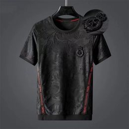 Luxury fashion brand mens short sleeve T shirt Personalised jacquard embroidery plus half sleeve mens bottoming shirt220622
