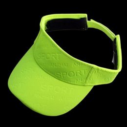 Berets Bright Colour Sun Hat Visors Women Men Text Sport Golf Tennis Visor Cap Neon Yellow Orange Grey Black White Navy BlueBerets