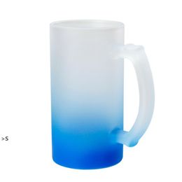 16oz Sublimation Gradient Beer Cup with Handle Glass Tumblers Thermal Transfer Water Bottle by sea BBA13002