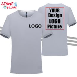 Summer Quick dry Sports Men s T shirt Custom Design Company Brand Print Breathable Short Sleeve Tops Solid Color Clothes 220722