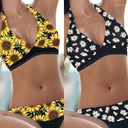 Low Wasit Sexy Beach Swimsuits Women 2 Pieces Bikinis 2022 Print Style Halter Biquinis Swimwear Mini Women's