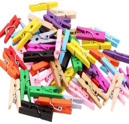 2.5cm Smalll size Mini Wooden Clips Coloful Photo Clips for sheets DTY Clothespin Craft Decor Clips Pegs 122161