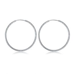 Hoop & Huggie 925 Silver Round Earrings For Women Wedding Engagement Party Fashion Charm Jewelry Gift WholesaleHoop