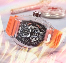 Popular Casual Fashion Luxury Man Quartz Watches 43mm Relojes De Marca Mujer Hollow Transparent Dress Classic Generous Rubber Strap Watch Orologio di lusso