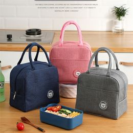 1PCs Fresh Cooler Waterproof Nylon Portable Zipper Thermal Ox For Women Convenient Lunch Box Tote Food Bags 220701