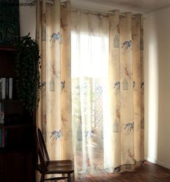 Curtain & Drapes Customized Curtains For Living Room Pastoral Bedroom Luxury Sheer Birds Printed Window Home DecorCurtain