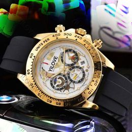 43mm All Dial Work Designer Watch Mens Water Resistant Sapphire Glass Quartz Movement Clock Silicone Rubber Band Presidents Day Date Hip Hop Ice Out Style Wristwatch