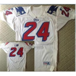 Chen37 Custom Men Youth women Vintage #24 Ty Law Retro 1995 Game Worn Retro College Football Jersey size s-5XL or custom any name or number jersey