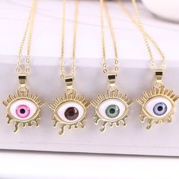 Pendant Necklaces Oval Eye For Women Gift Jewelry Colored Trendy Vintage Resin Turkish Lucky Sweater Clavicle ChainPendant